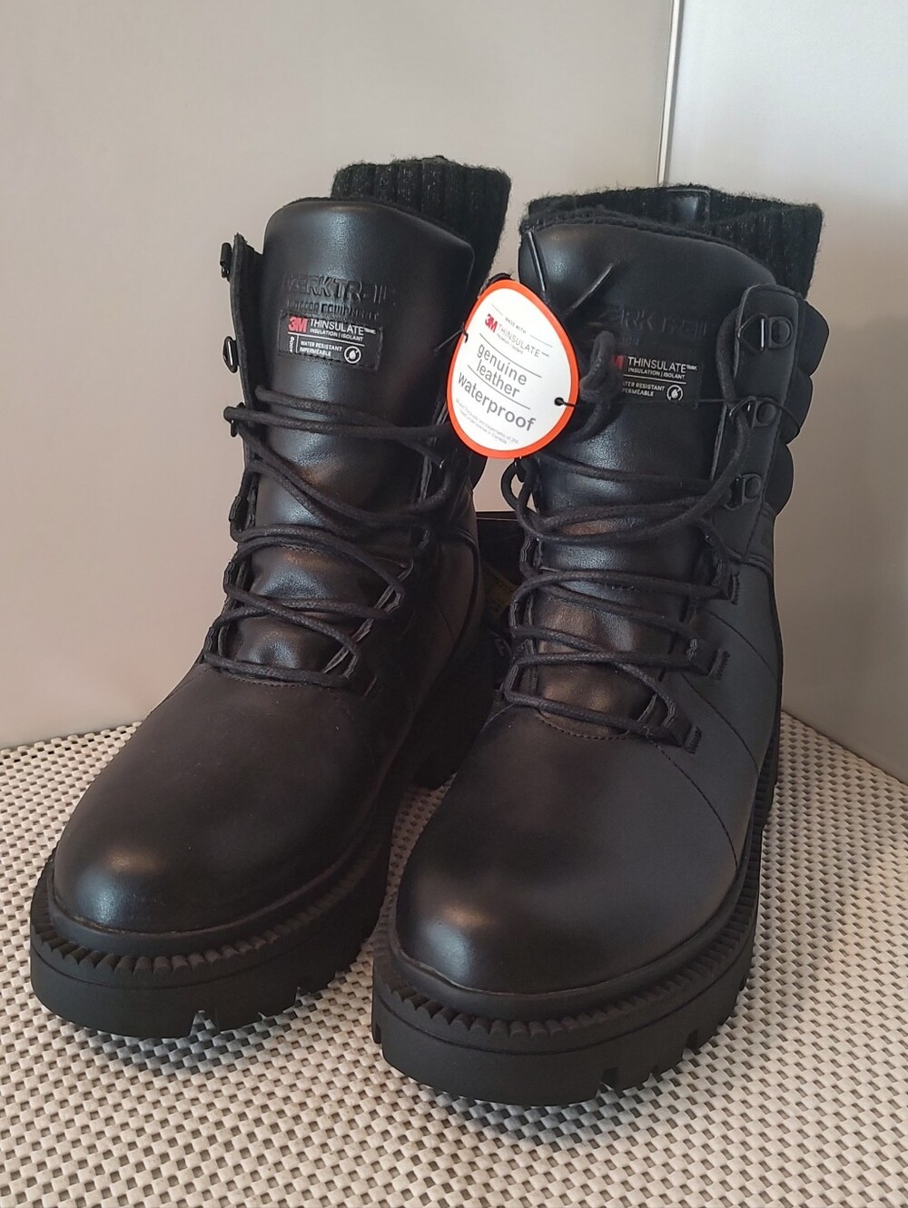 Ozark Trail Women's Size 8 Lace Up Combat Boots NWT Black Leather Waterproof
